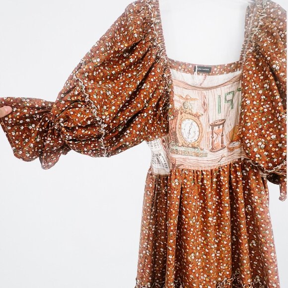 Selina Sanders Handmade Repurposed Tea Towel Ruffle Maxi Dress - XL-2X - Picture 3 of 8